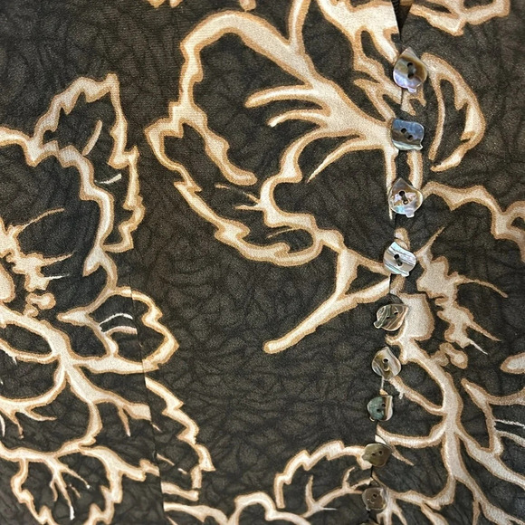 Dana Buchman Dresses Women’s (8) 100% Silk Vintage Olive Green Keyhole Floral - Picture 7 of 12